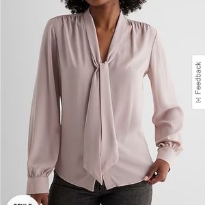 Express Satin Tie Neck Blouse